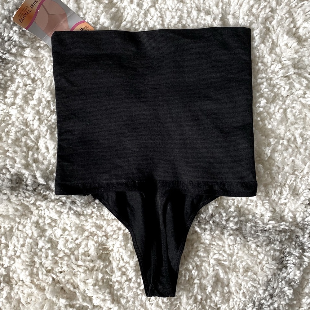 INTECO INTIMATES black shaper thong tummy control high waist smooth Shapewear